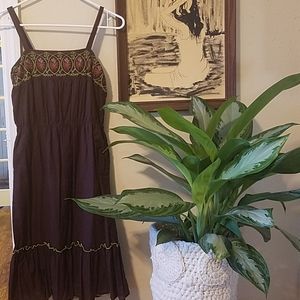 Brown Mossimo Embroidered Dress